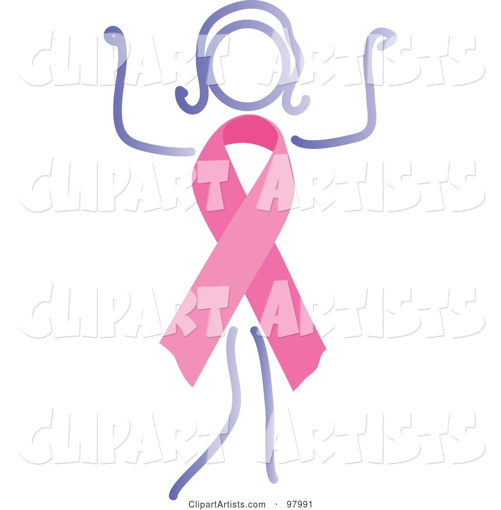 Strong Woman with a Breast Cancer Awareness Ribbon Body
