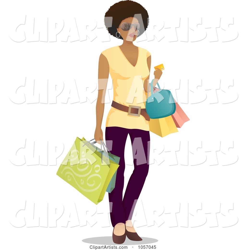 Stylish Black Woman Carrying Shopping Bags