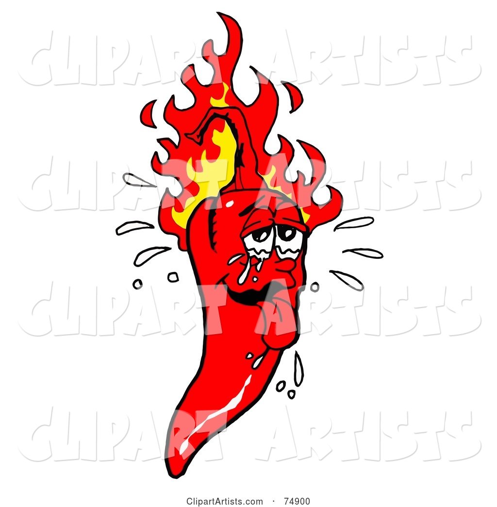 Sweaty Hot Red Pepper with Flames