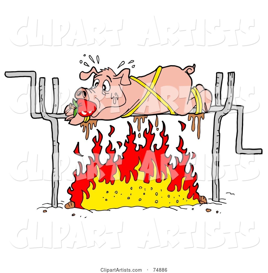 Sweaty Pig Spinning over a Fire
