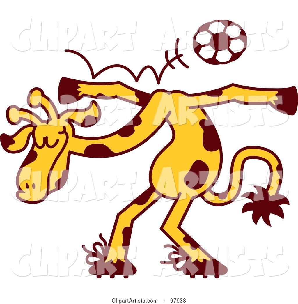 Talented Giraffe Bouncing a Soccer Ball off of His Shoulders