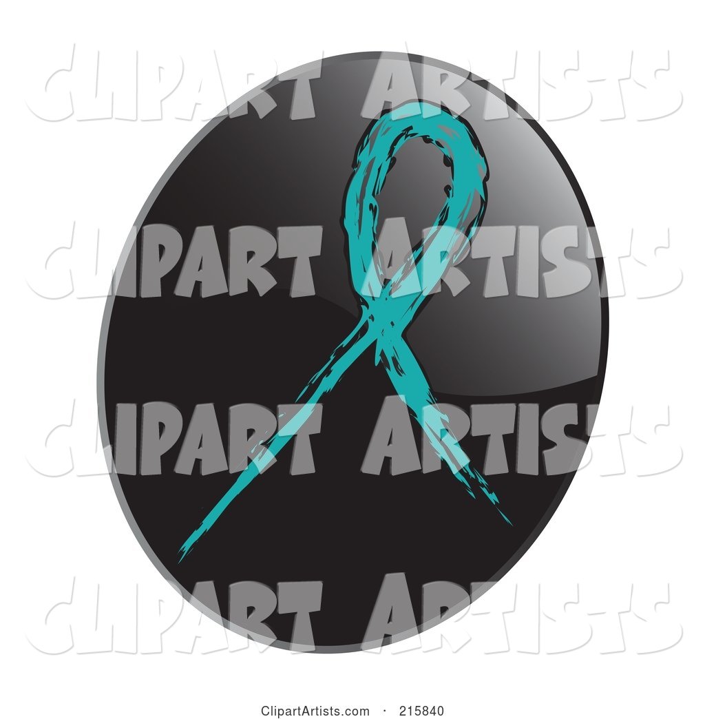 Teal Awareness Ribbon on a Shiny Black App Icon Button