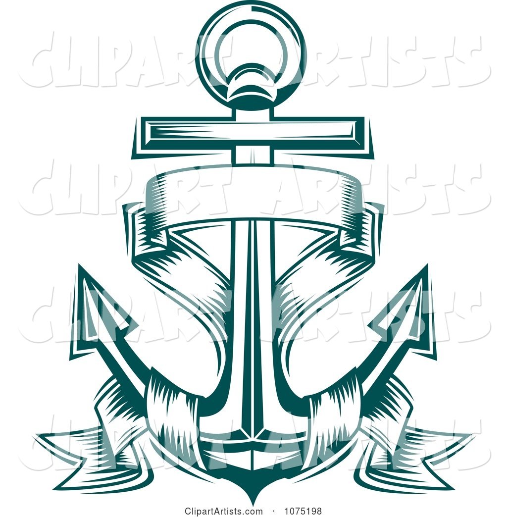 Teal Nautical Anchor and Banner Logo