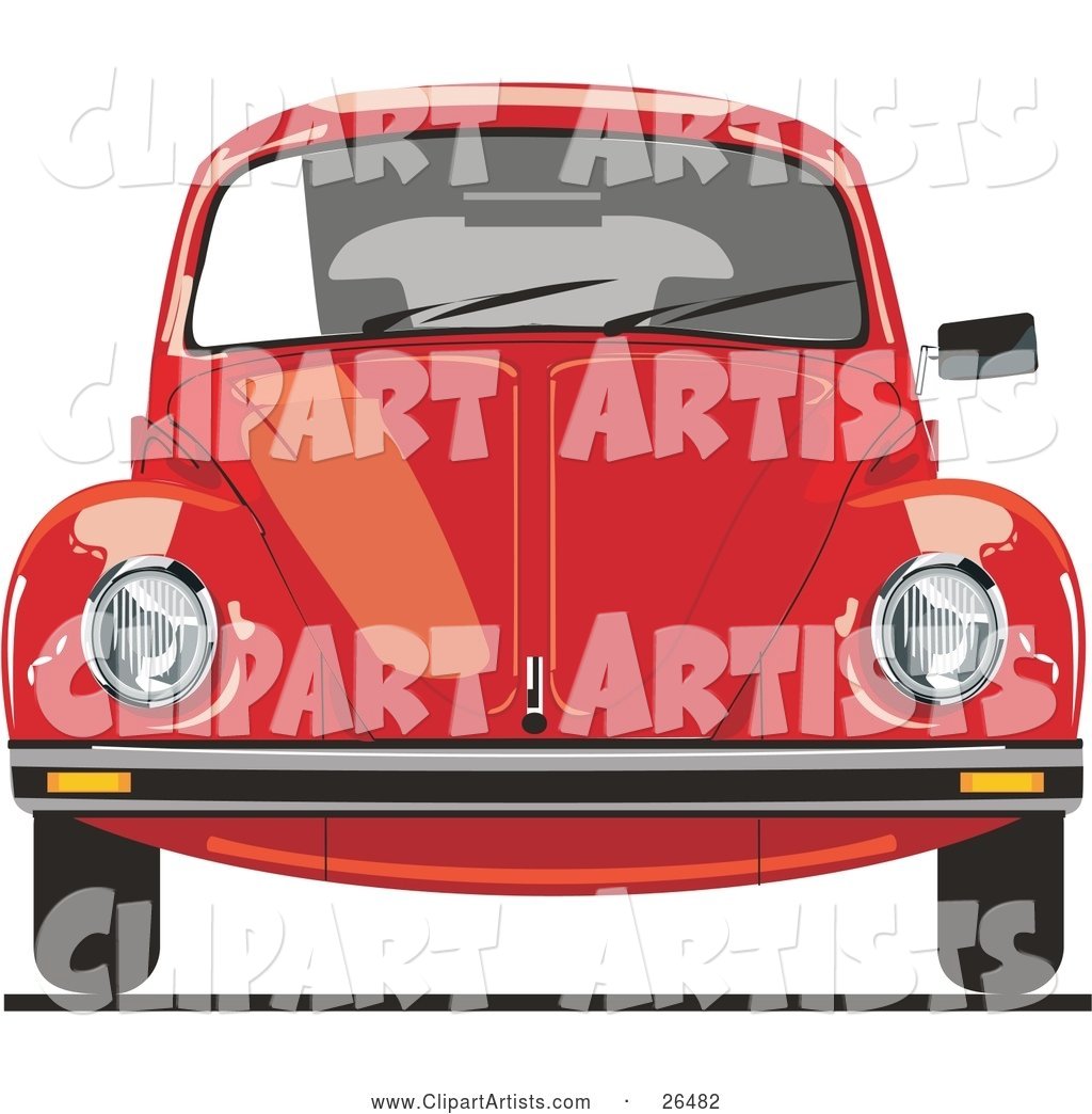 The Front of a Red VW Bug Car