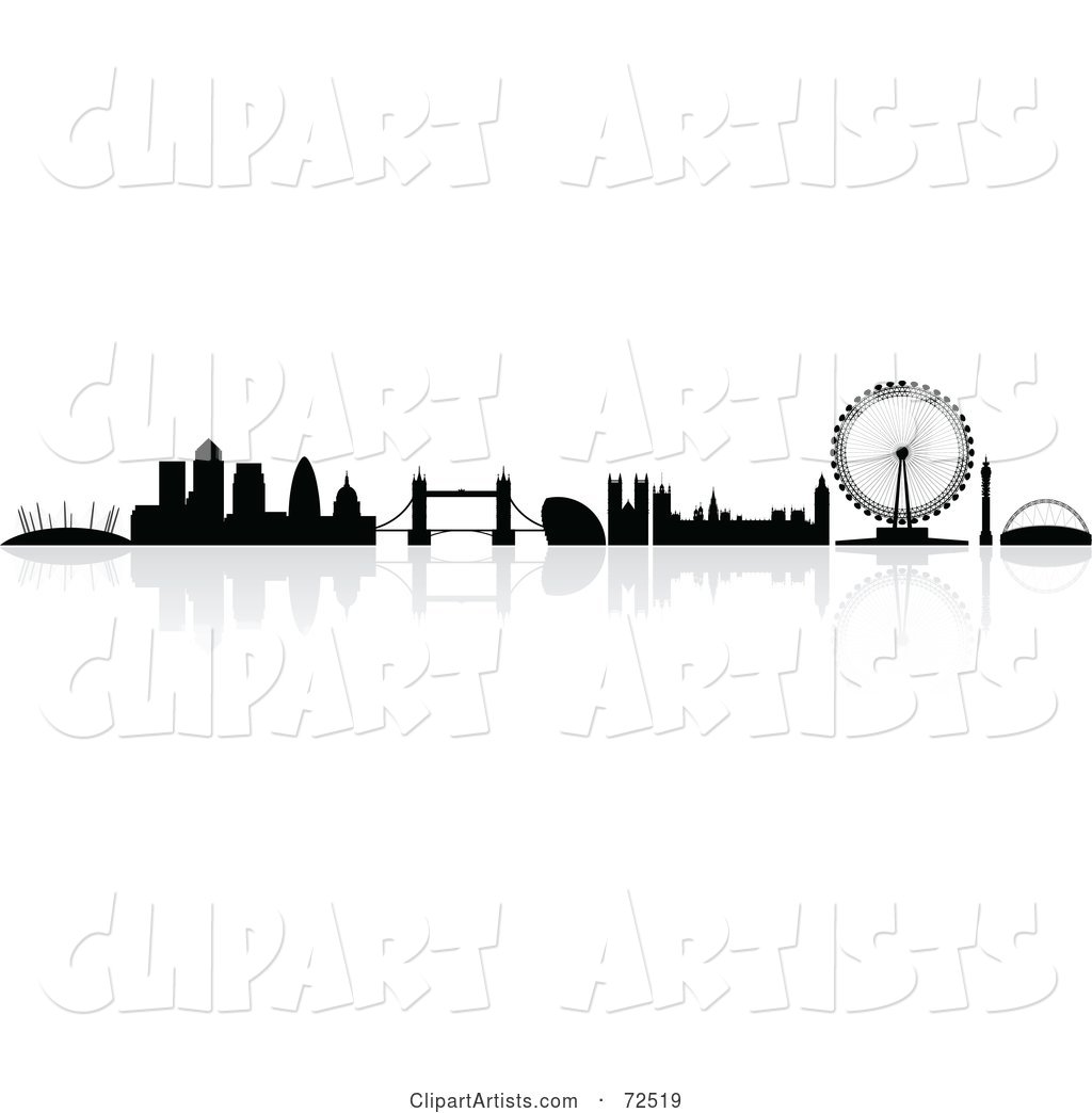 The Silhouetted London Skyline with a Reflection