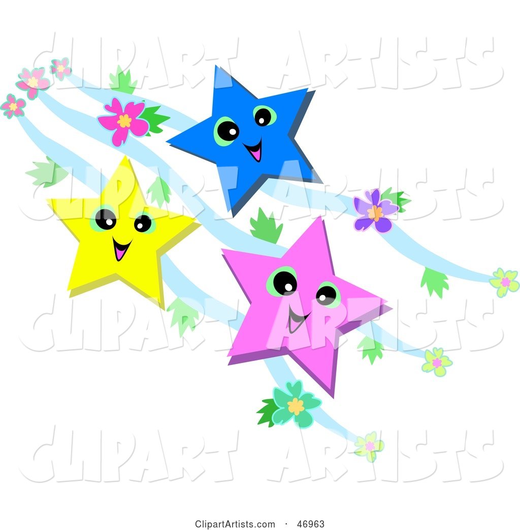 Three Colorful Happy Stars