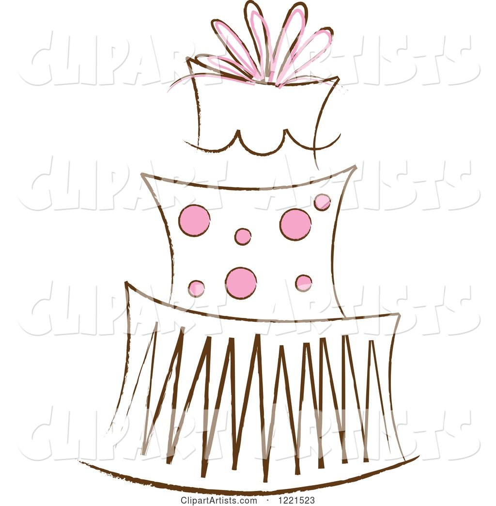 Three Tiered Cake with Pink Polka Dots 2