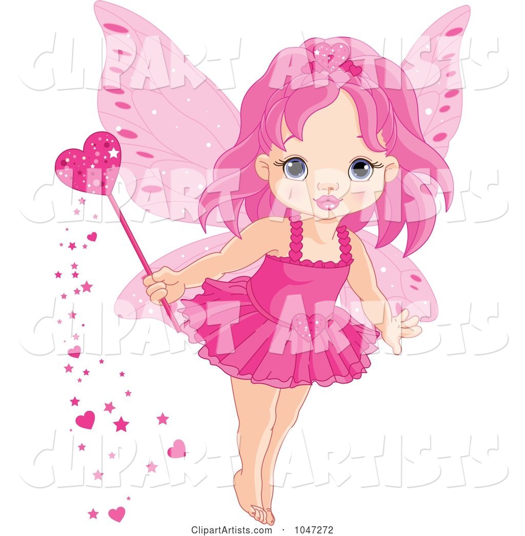 Tiny Pink Love Fairy with a Magic Wand