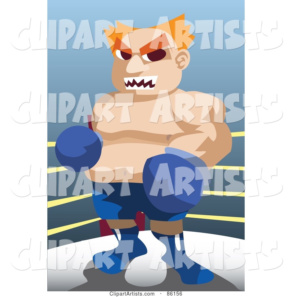 Tough Chubby Male Boxer in the Corner of a Ring