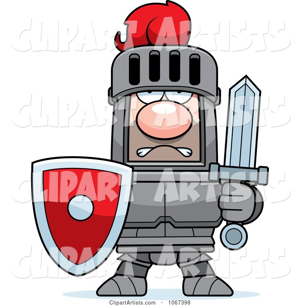 Tough Knight in Red and Gray Armor