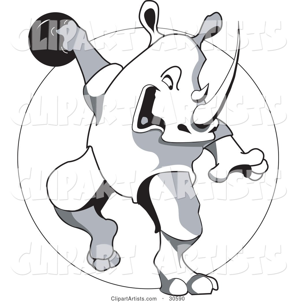 Tough Rhino Bowling, Holding the Ball up Behind Him and Preparing to Release