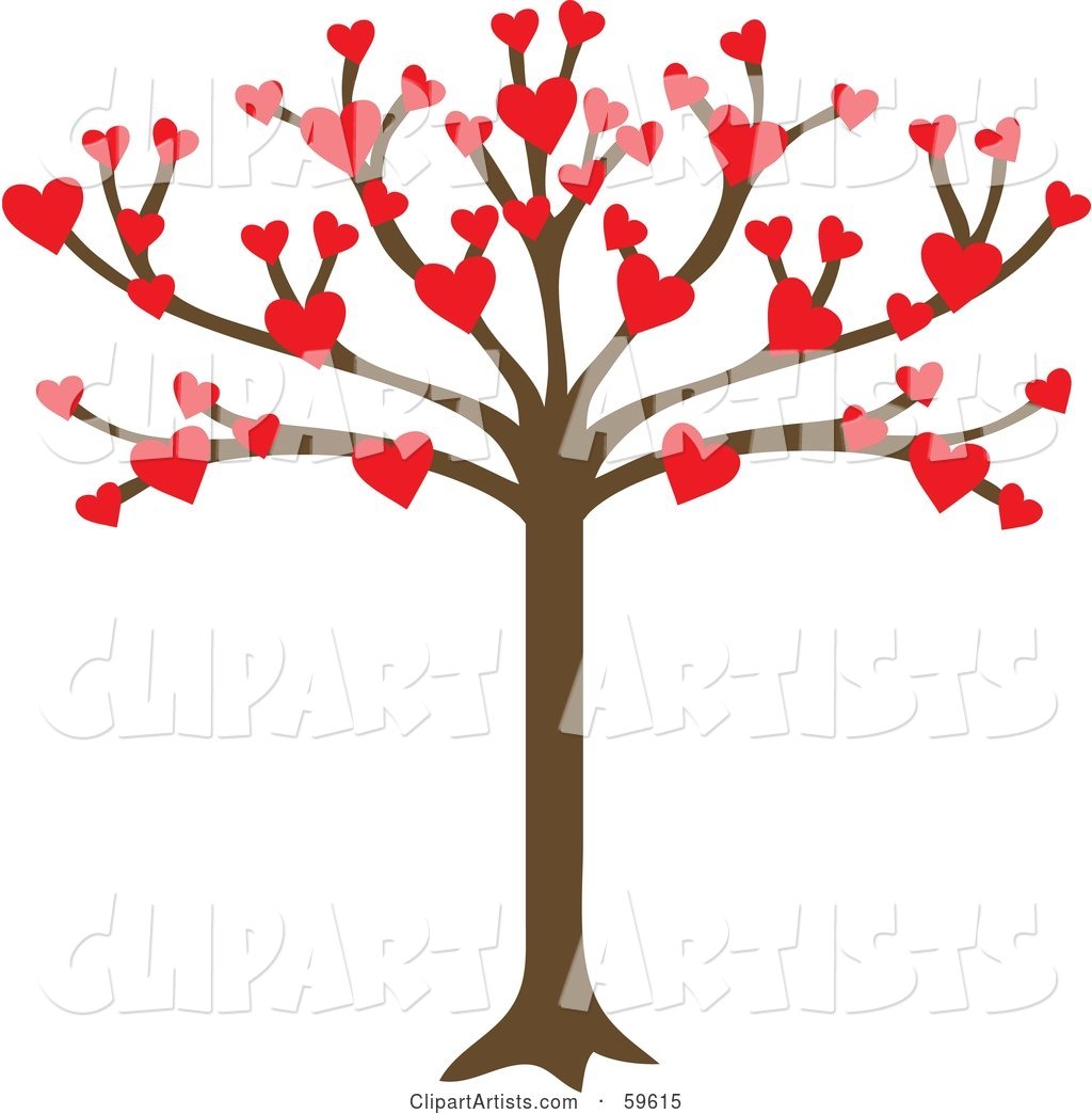 Tree Growing an Abundance of Red Hearts