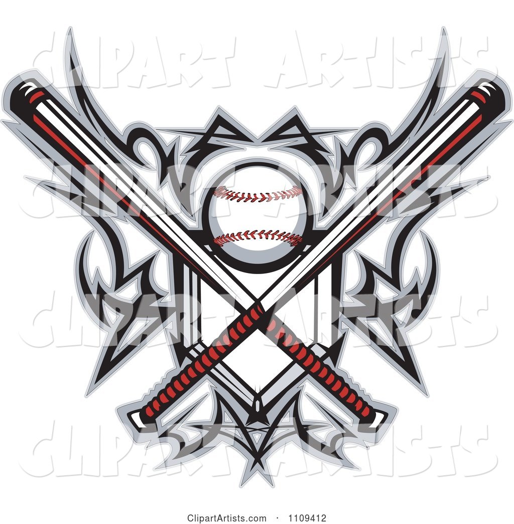 Tribal Baseball Home Plate with Crossed Bats and Ball Featuring the Sweet Spot