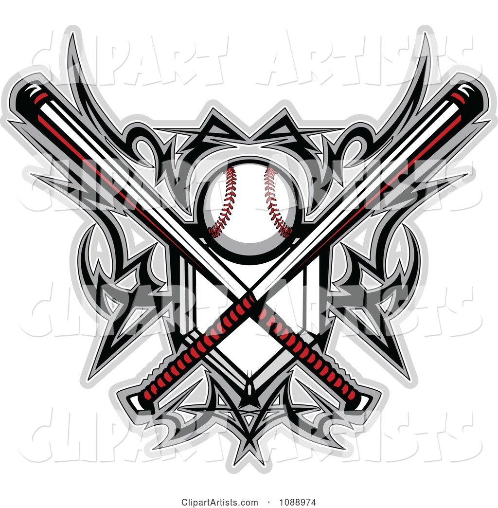 Tribal Baseball Home Plate with Crossed Bats and Designs