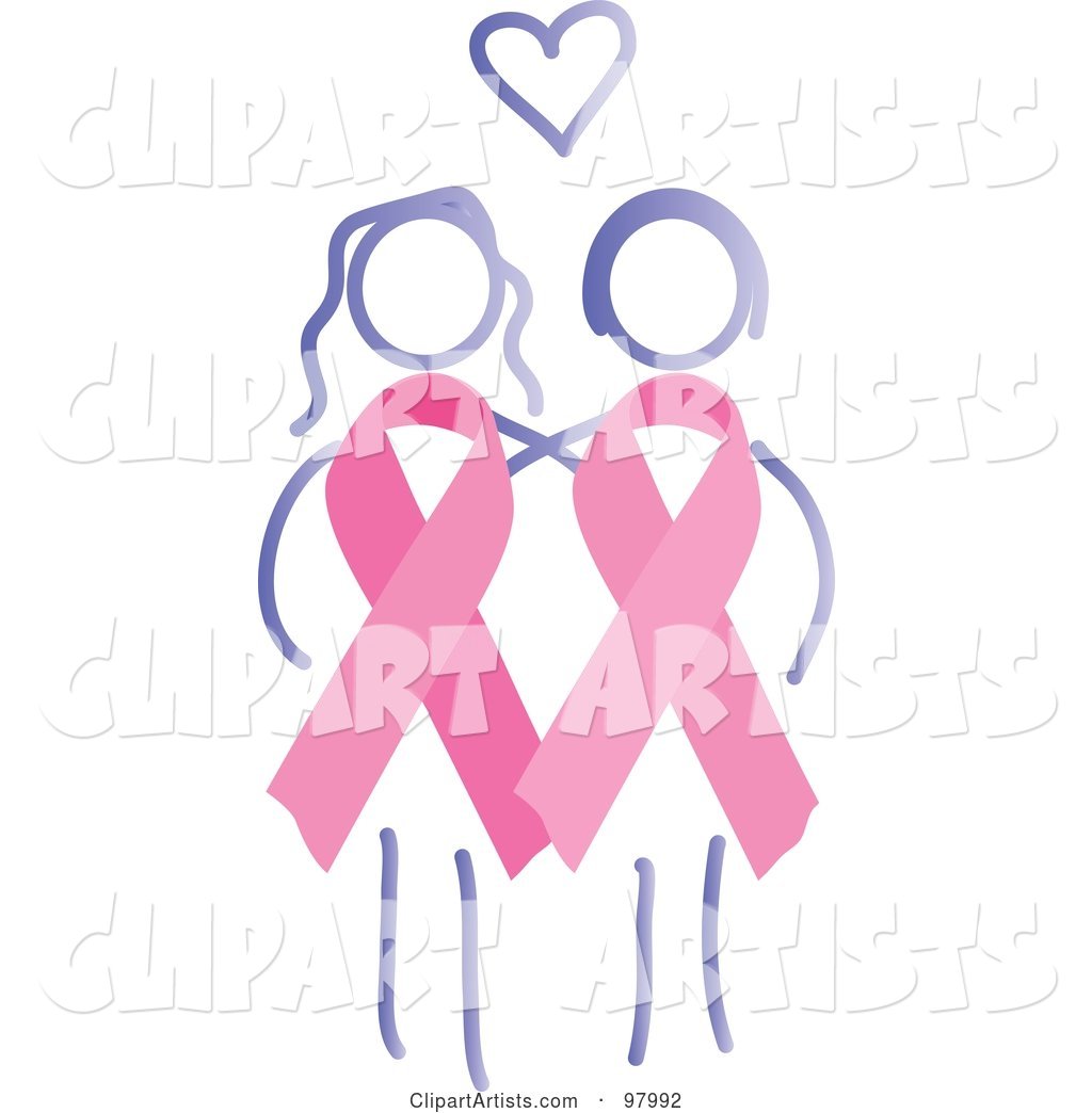 Two Breast Cancer Survivors with Awareness Ribbon Bodies