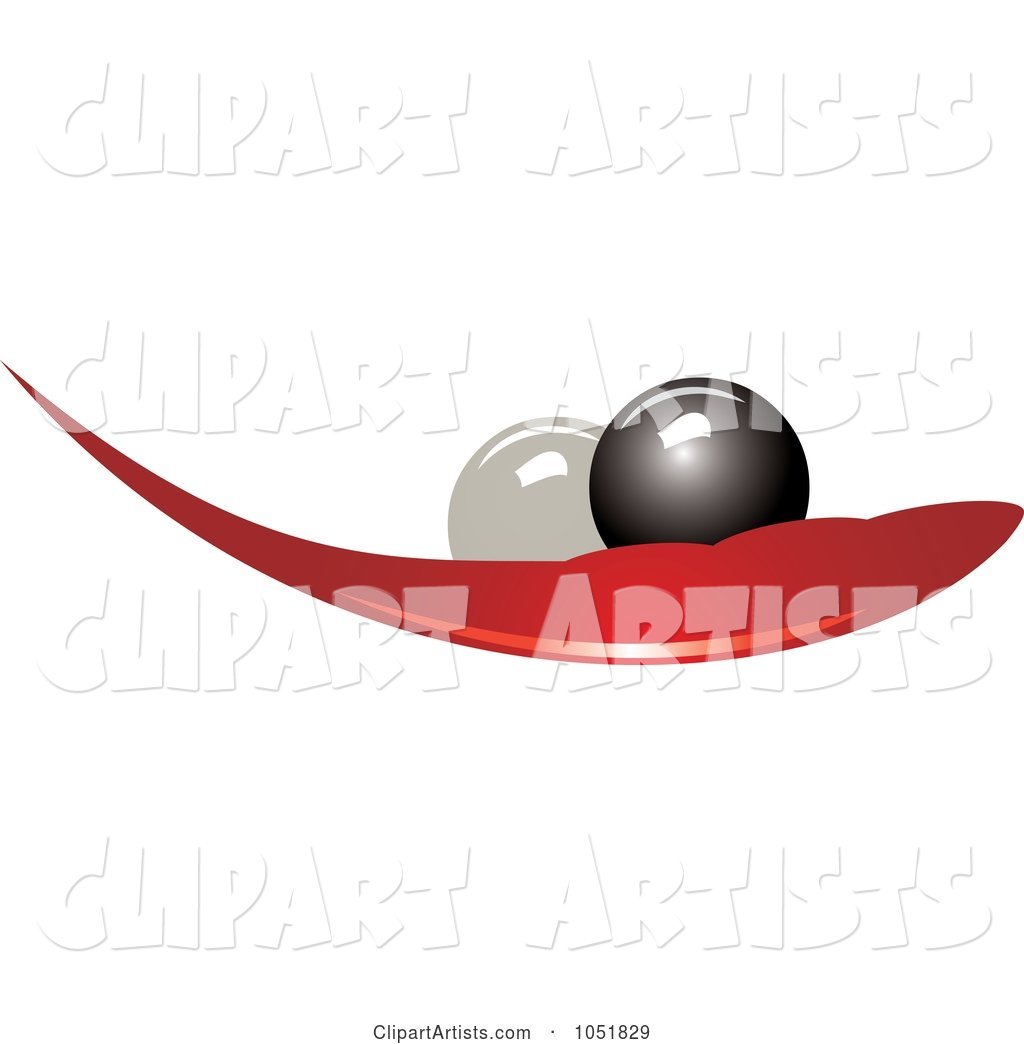 Two Pearls and a Red Leaf Logo