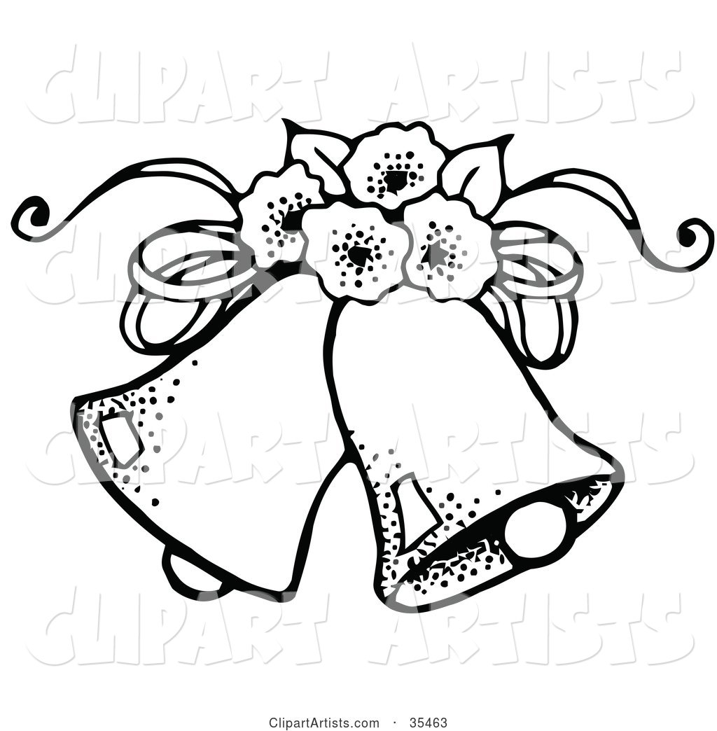 Two Wedding Bells With Flowers Clipart By C Charley Franzwa Carriefranzwa