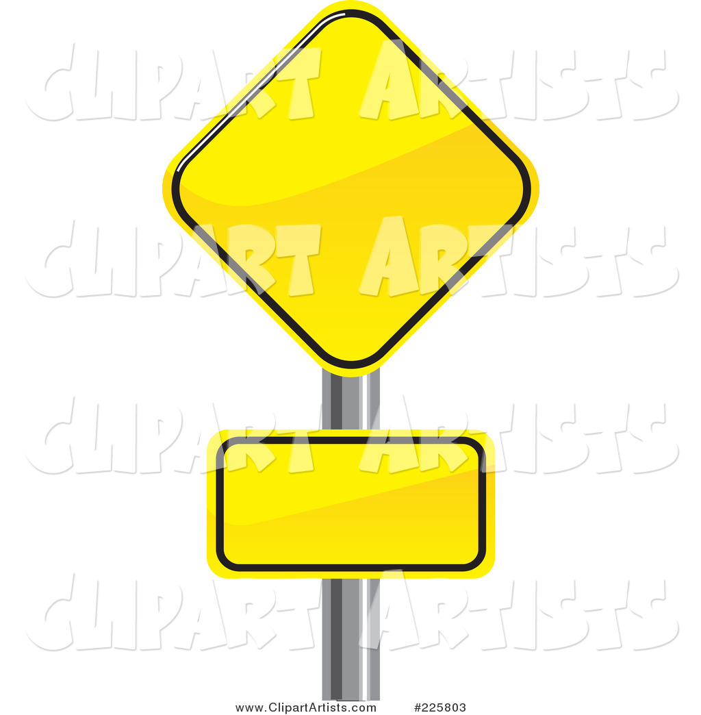 Two Yellow Road Signs on a Pole