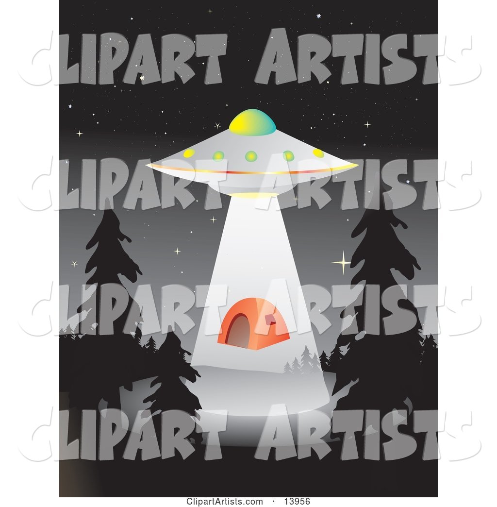 UFO Hovering over a Campground and Abducting an Orange Tent