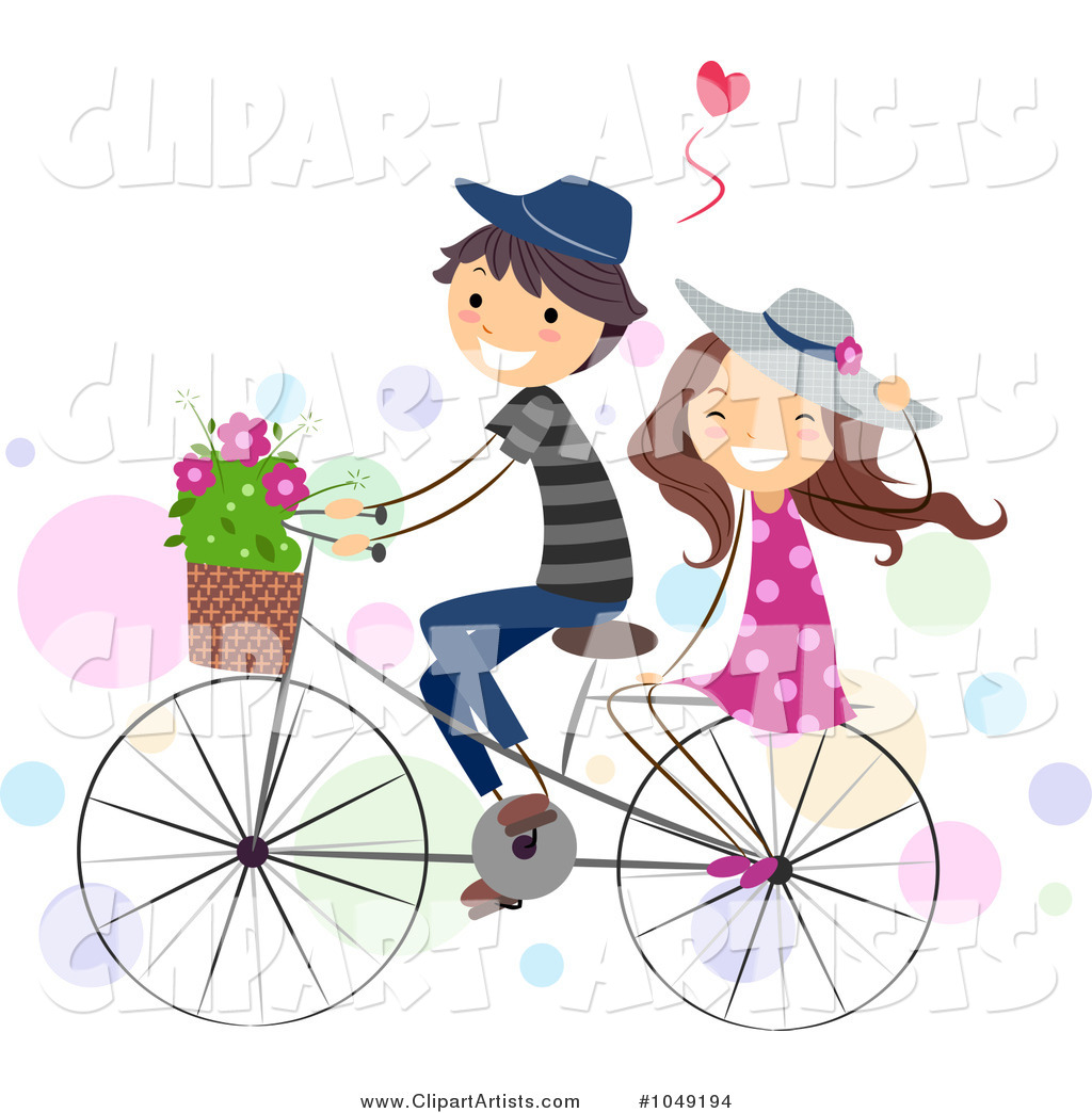 Valentine Stick Couple Riding a Bike