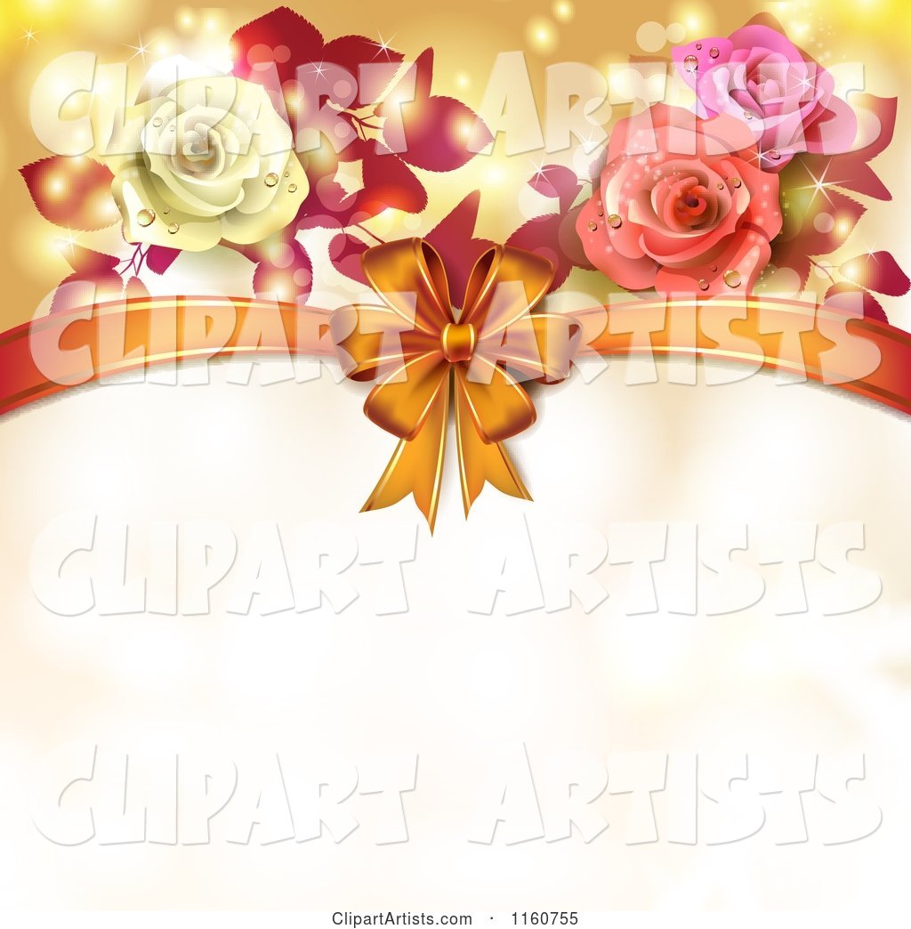Valentines Day or Wedding Background with Roses and Hearts 7