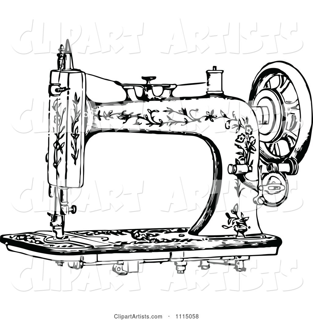 Vintage Black and White Antique Sewing Machine 1