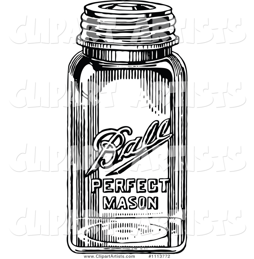 Vintage Black And White Canning Mason Jar Clipart by Prawny Vintage