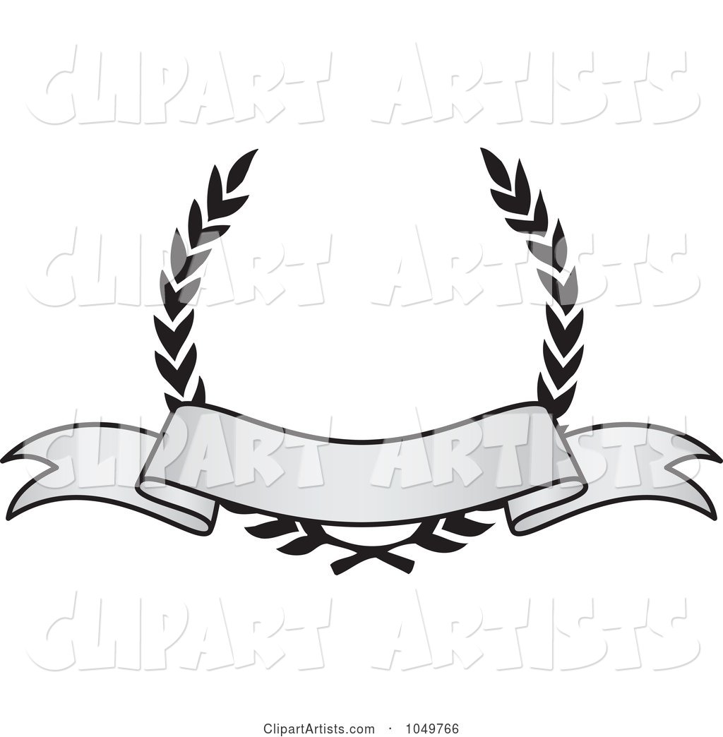 Vintage Grayscale Award Crest and Blank Banner - 1