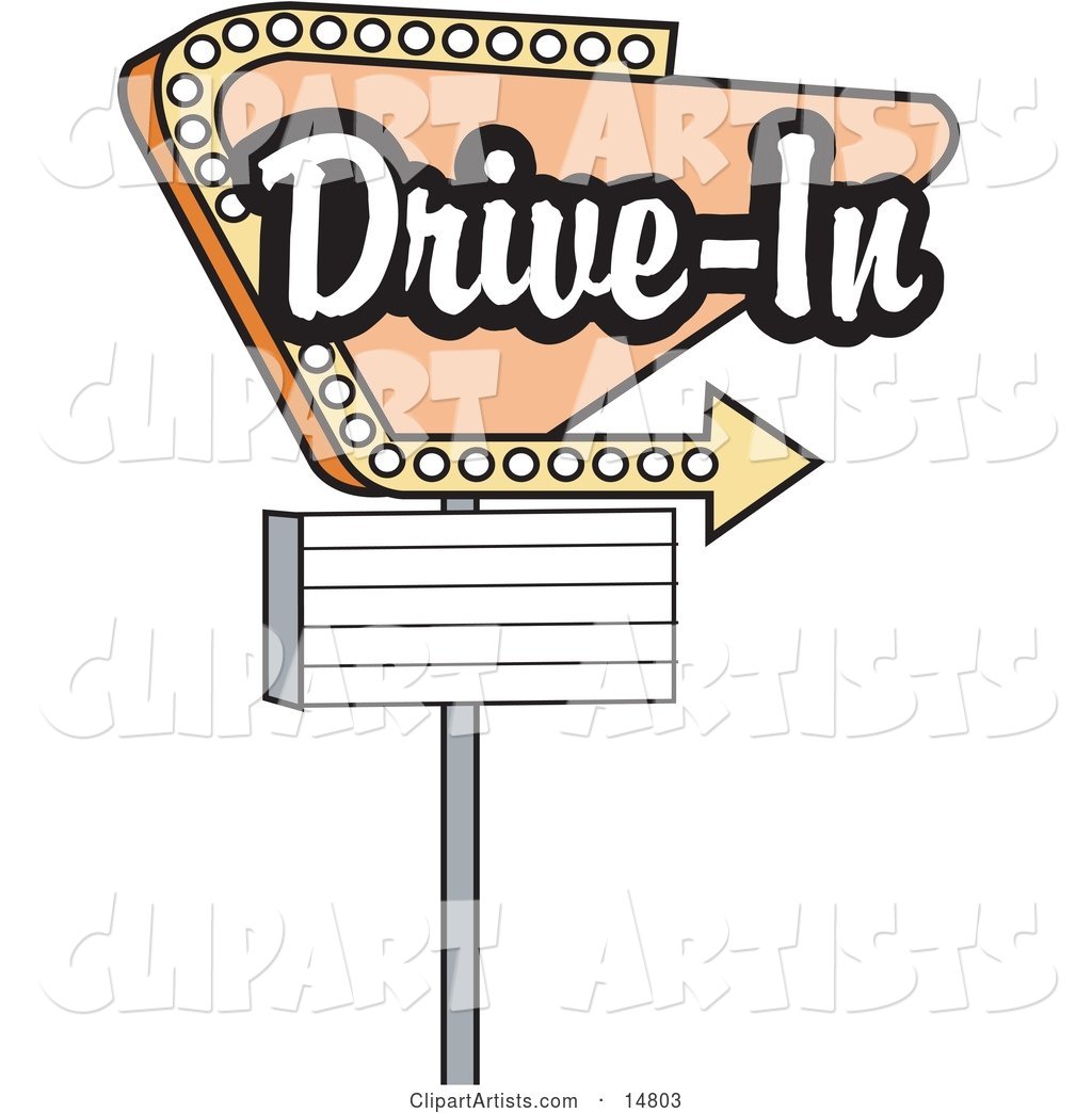 Vintage Tan Drive in Sign with an Arrow
