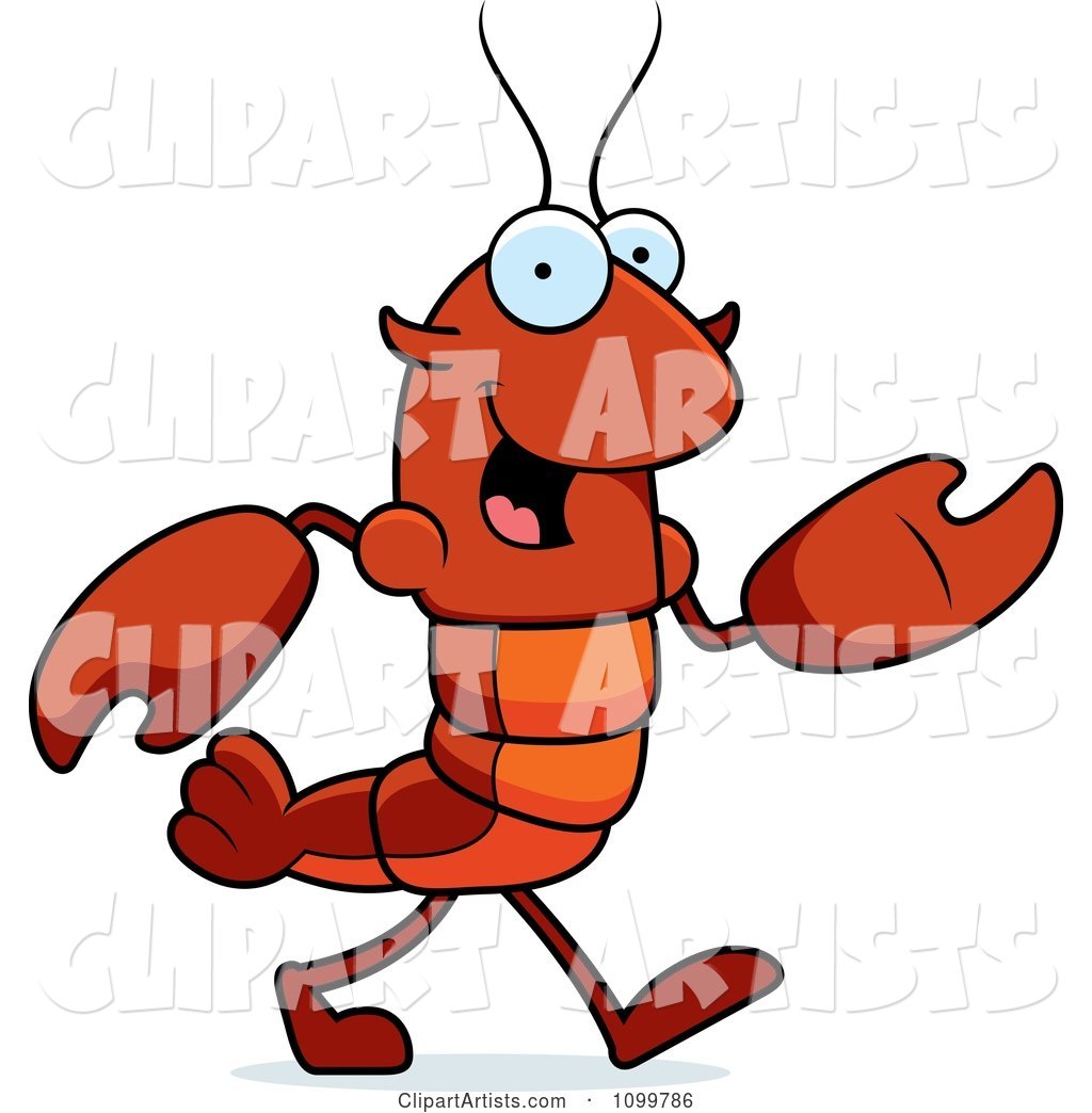 Walking Lobster or Crawdad Mascot Character