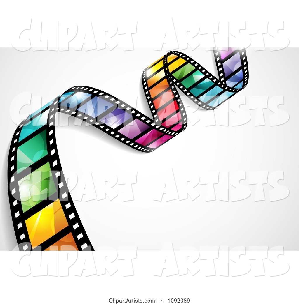 Waving Colorful Flare Film Strip with Shading and Gradients