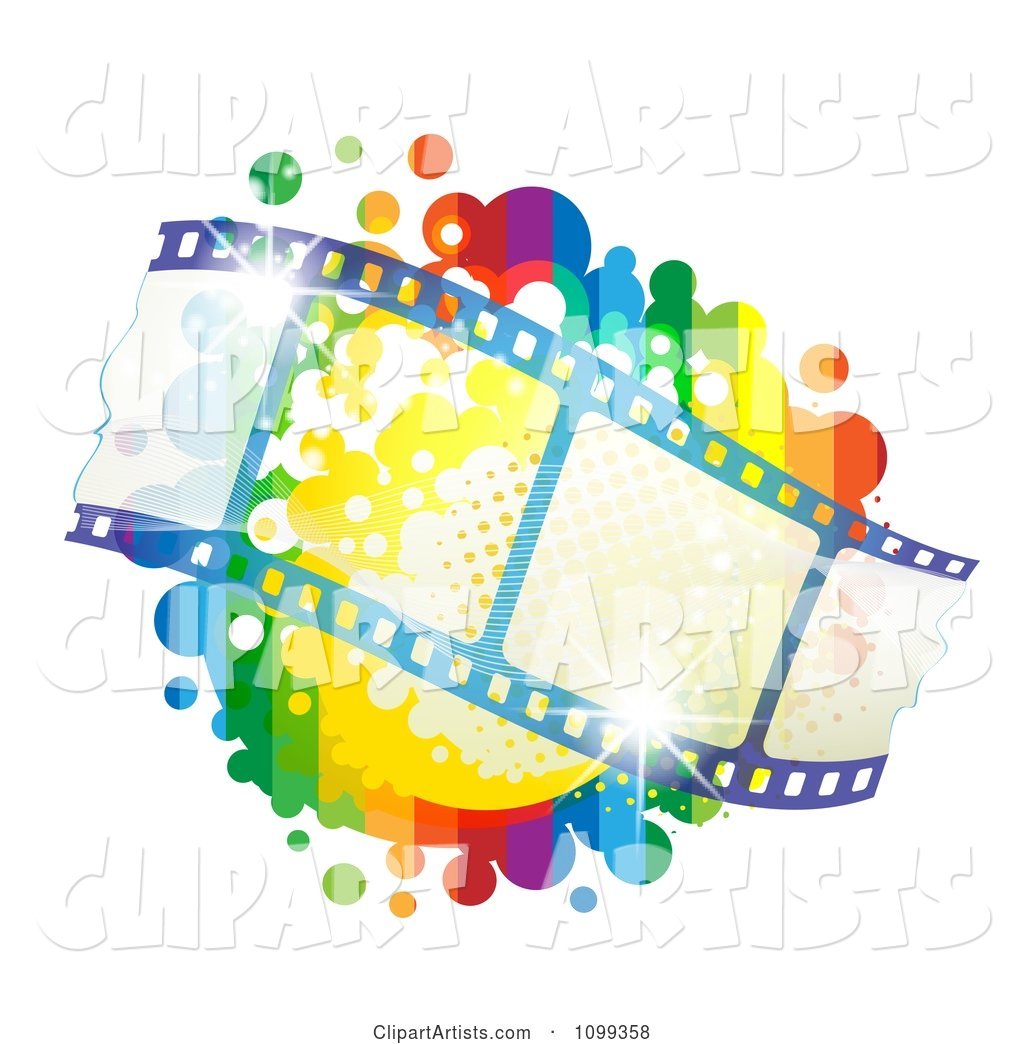 Waving Film Strip over a Rainbow Splatter
