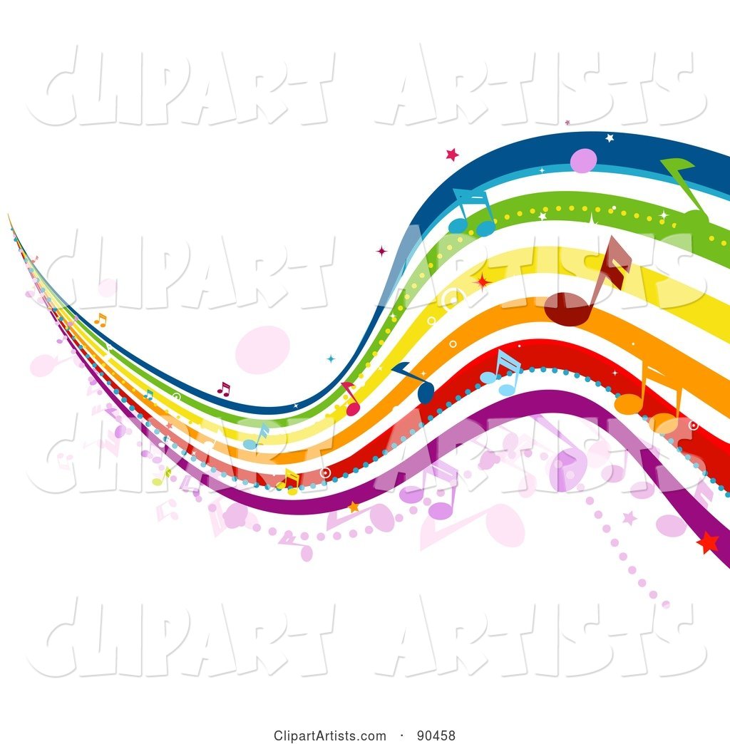 Wavy Musical Rainbow with Notes