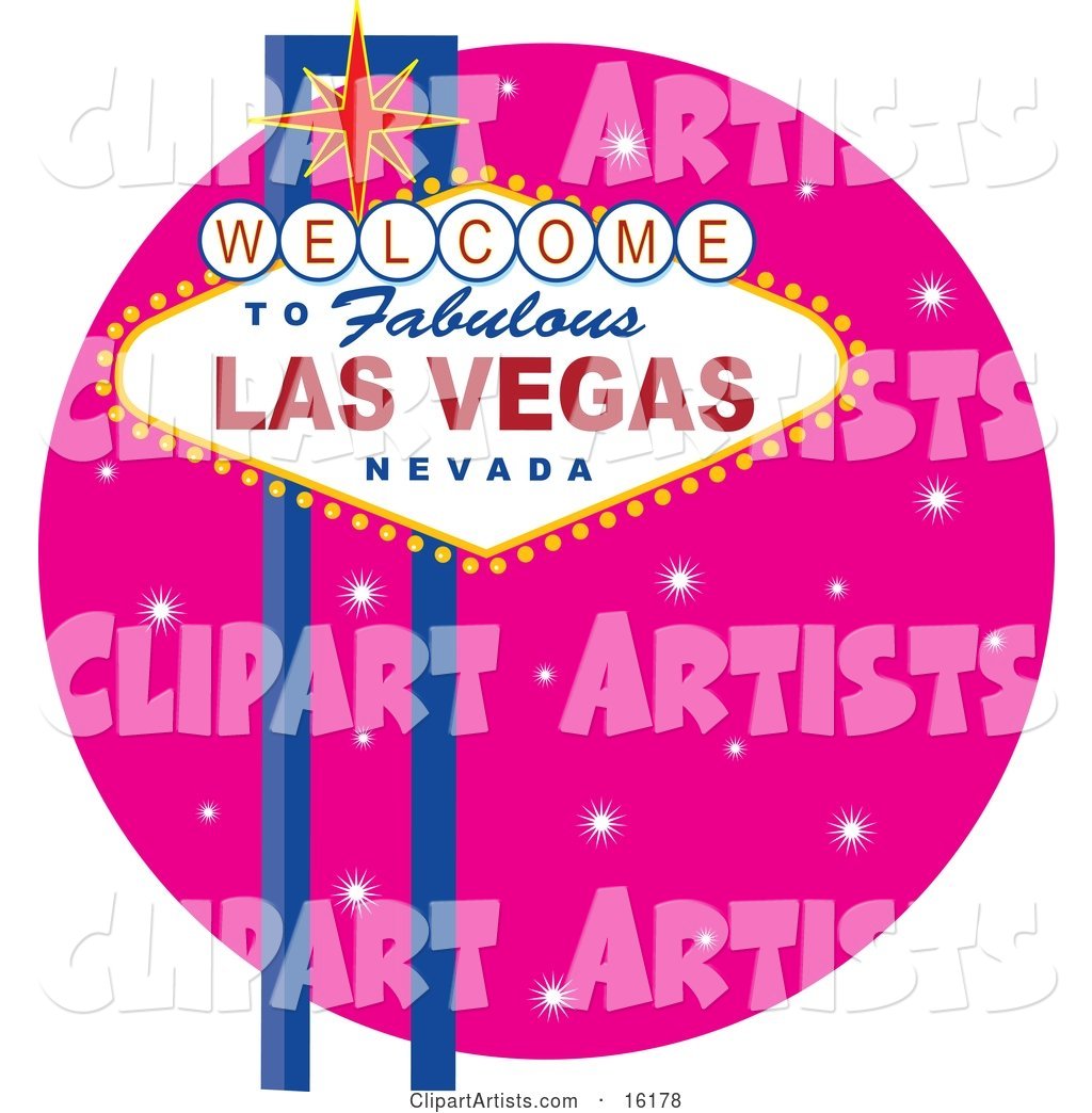 Welcome to Fabulous Las Vegas Nevada Sign Against a Pink Starry Night