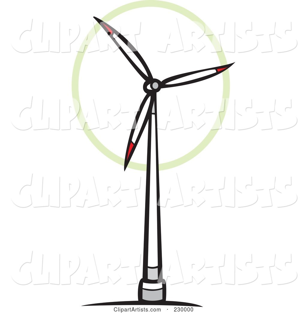White and Red Wind Turbine Spinning