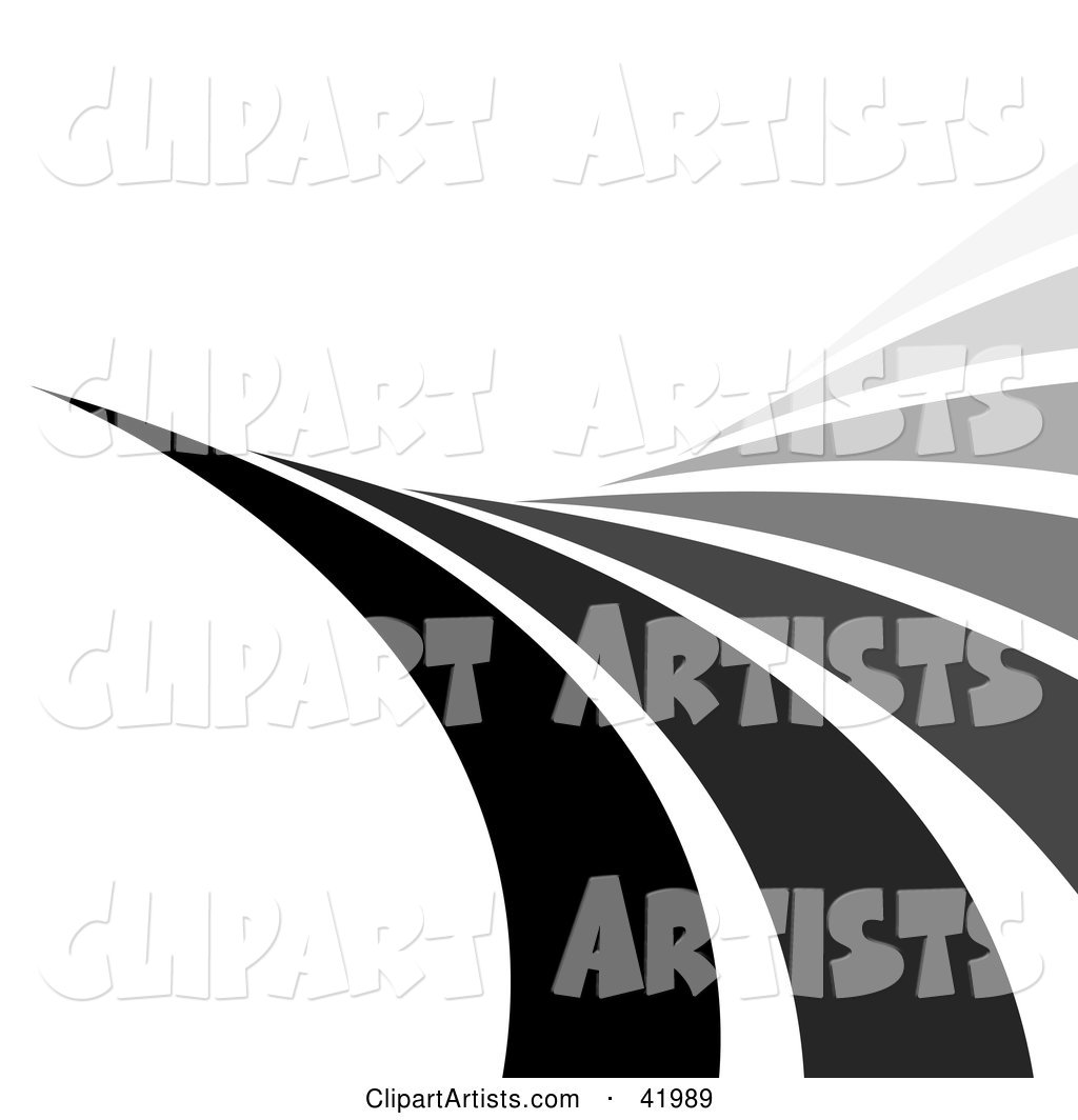 White Background with a Curving Wave of Black and Gray Lines