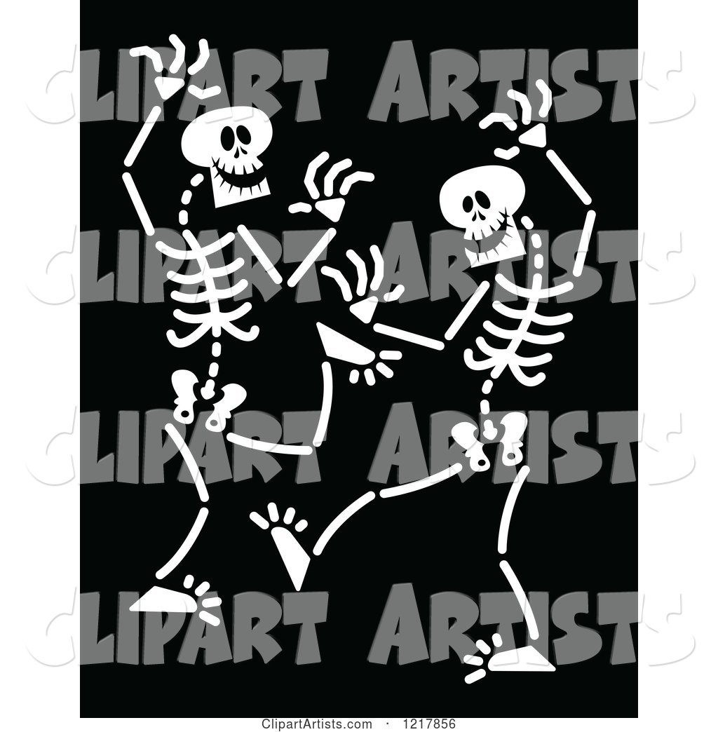 White Dancing Skeletons on Black