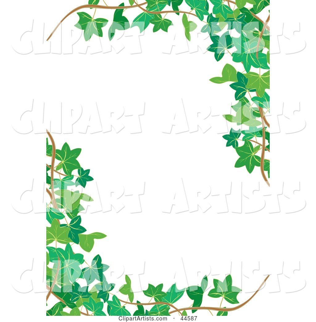 White Vertical Background Bordered in Green Ivy Corners