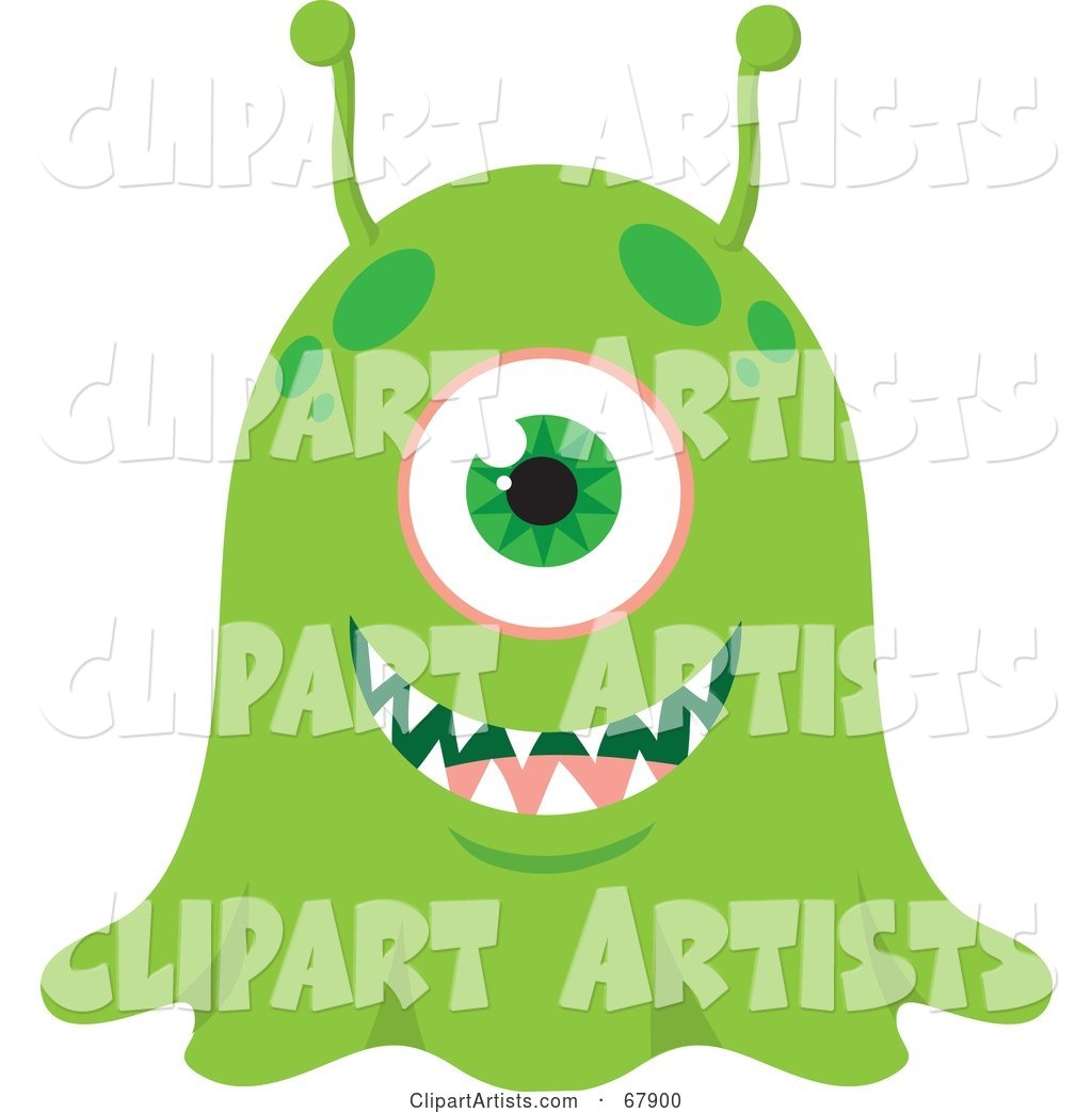 Wide Eyed Green Blob Monster