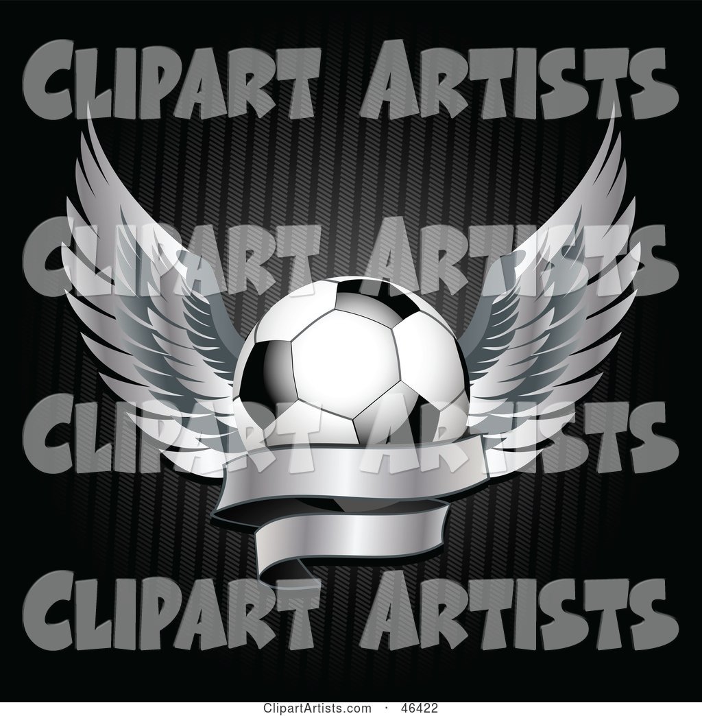 Winged Soccer Ball with a Blank Banner