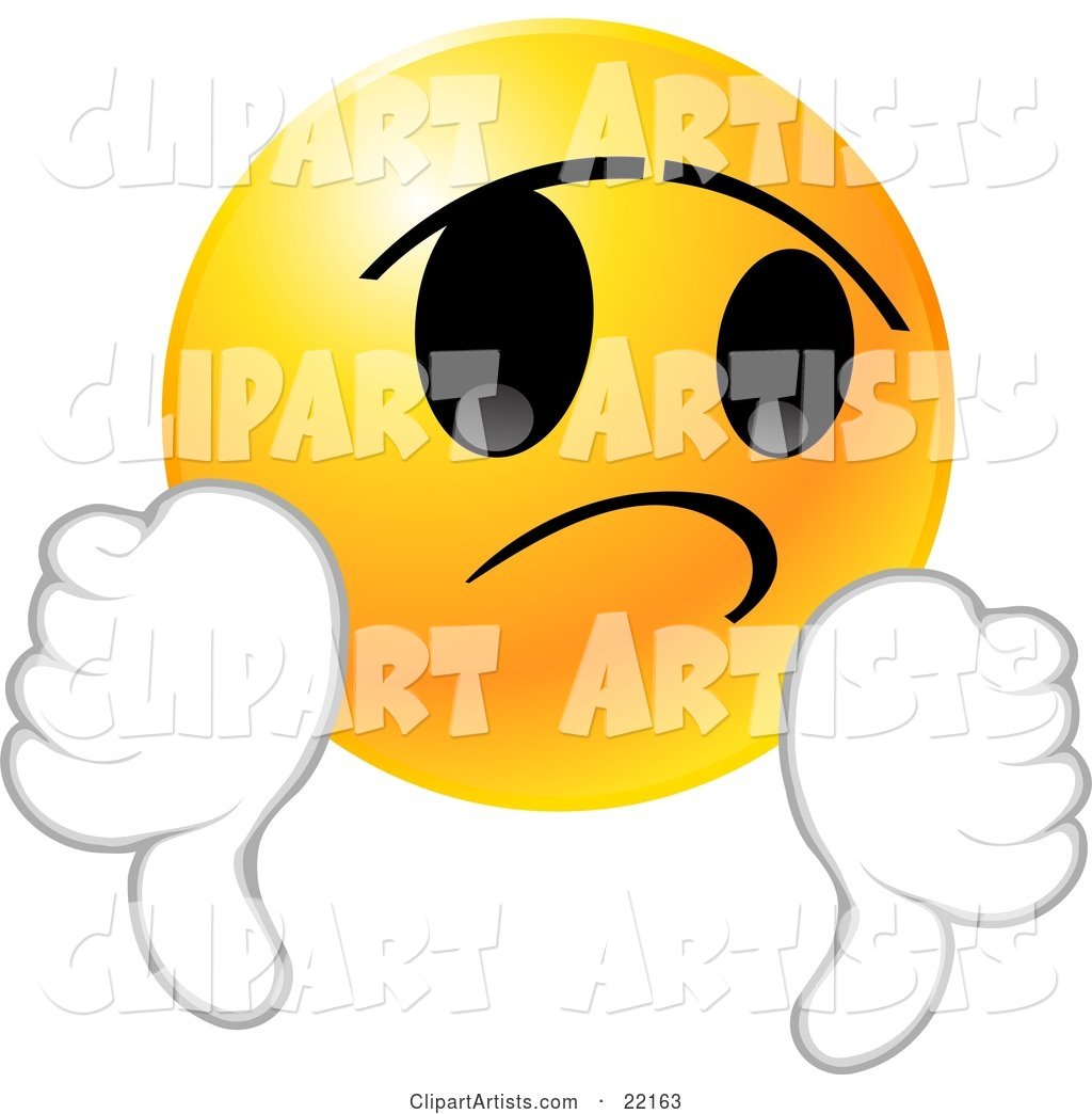 Yellow Emoticon Face Giving Two Thumbs down in Disappointment