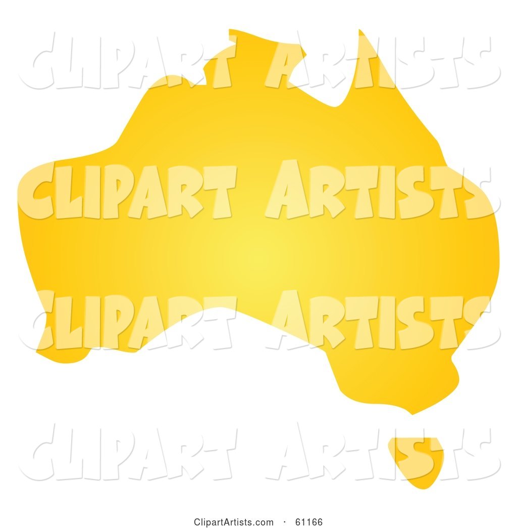 Yellow Map of Australia on White