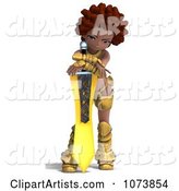Black Knight Girl Holding a Sword 4