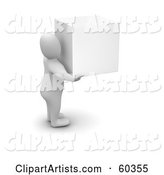 Blanco Man Character Carrying a White Cube