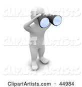 Blanco Man Character Spying Through Binoculars