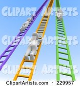 Blanco Men Climbing up Colorful Ladders into the Sky