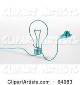 Blue Cable with a Plug, Forming a Light Bulb