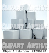 Businessmen Climbing Ladders on Stacked Cubes 2