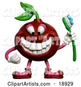 Cherry Holding a Toothbrush and Smiling