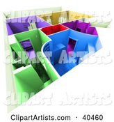 Colorful Home Floor Plan with Different Colored Rooms